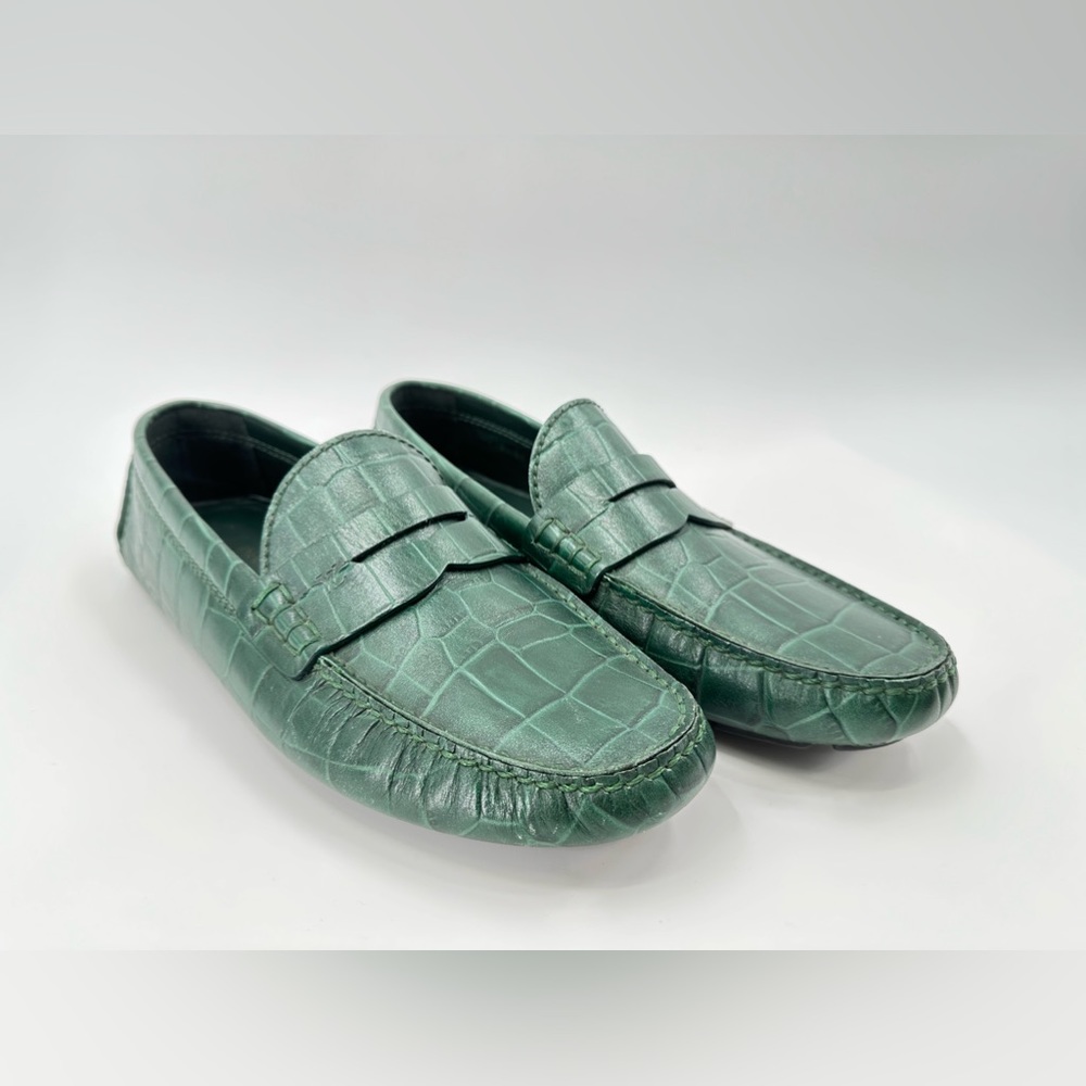 Louis Vuitton Green Leather Animal Print Drivers Size 11 USA/10 EU - Picture 5 of 16